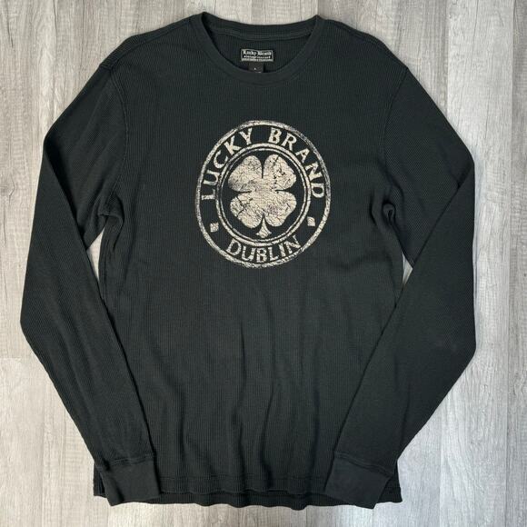 Lucky Brand Black Thermal Long Sleeve Top Size Large - Picture 1 of 7